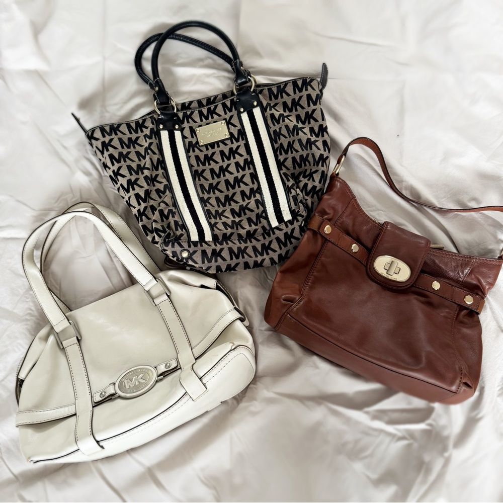 Michael Kors Purses Bags set of 3 leather and canvas tote shoulder bags - Picture 1 of 16
